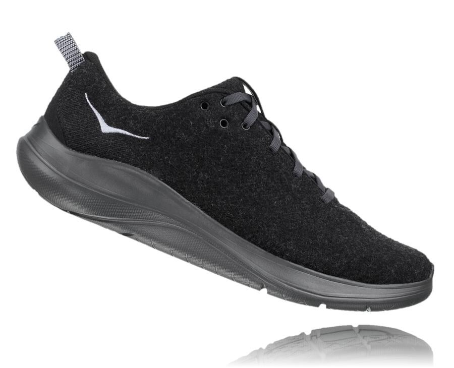 Hoka One One Hupana Flow Wool Löparskor Herr - Svarta - HLGFT-0135